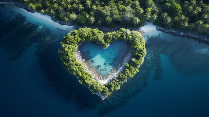 Canvas Print - Pacific Island in the Shape of a Love Heart