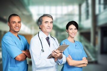 Canvas Print - Team of doctor teamwork working at a hospital.