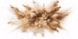 © Oranee  - A forceful explosion of tan powder dispersing in a dynamic pattern