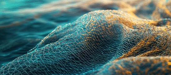 Abstract Net Texture With Golden and Blue Tones