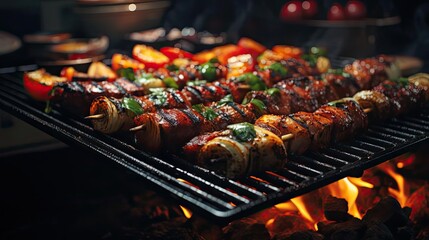 Wall Mural - Bulgur kebabs being cooked on a grill.