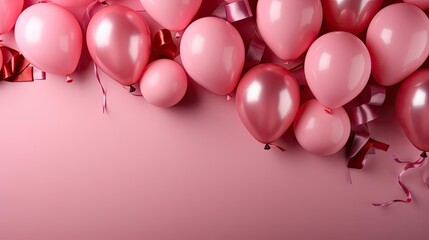 Wall Mural - A bunch of pink balloons on a pink background.