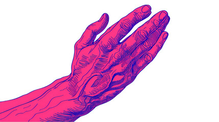 Wall Mural - Vibrant Pink Hand Illustration for Artistic Designs