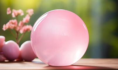 Canvas Print - Pink Quartz Ball on Table