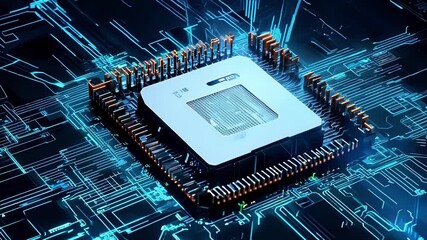 Aufkleber - A detailed examination of the latest computer chip technology, showcasing intricate designs and innovative circuitry in a modern lab environment.