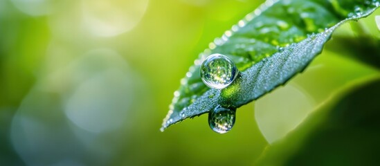 Poster - Dew Drops on a Leaf