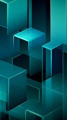 Wall Mural - Digital blue green geometric layered abstract graphic poster web background