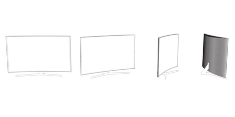 Poster - TV set contour vector illustration. Icon for design. Easily editable