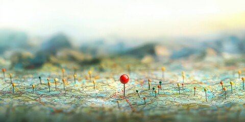 Wall Mural - Red Pin on a Map