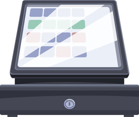 Aufkleber - modern pos terminal with touch screen showing interface for accepting payments standing on white bac