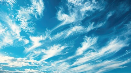 cirrus and cumulus clouds in a daytime sky with mare s tails effect timelapse