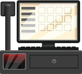 Poster - Point of sale system showing a blank screen with blank buttons ready to accept a transaction
