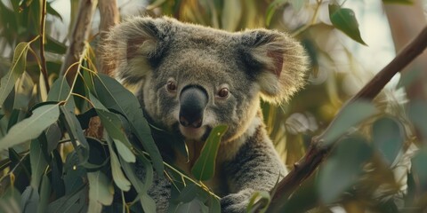 Poster - Adult Koala Feeding on Eucalyptus Leaves