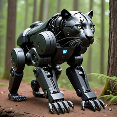 tiger black and white robot