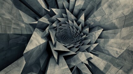 Poster - A captivating spiral formation crafted from angular concrete shapes draws the eye into a deep vortex of texture and symmetry