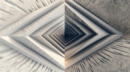 Poster - Intricate geometric forms converge into a mesmerizing tunnel, creating an enchanting illusion of depth and perspective in muted tones