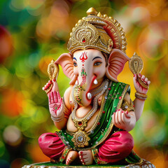 Sticker - Lord ganesha sculpture on blur nature background