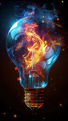 Wall Mural - Colorful Lightbulb with Vibrant Flames