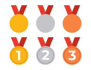 Wall Mural - medal award vector design. gold, silver, and bronze medal. sport winner tournament competition..