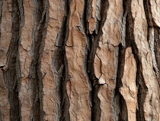 Wall Mural - close-up of tree bark texture, sunlight creating intricate patterns, nature background with copy spa
