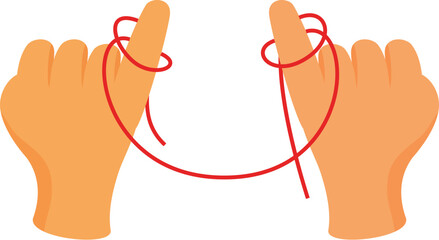 Poster - Two hands tying knot with red thread, symbolizing promise, agreement or connection