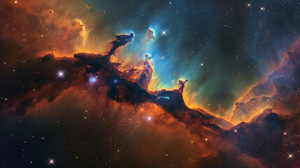 a close-up view of an emission nebula that looks like a celestial dragon