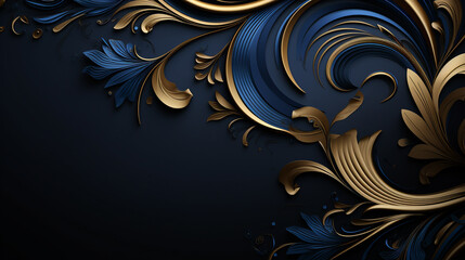 Wall Mural - gold and blue ornamental. luxurious background