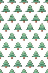 Wall Mural - Christmas tree seamless abstract hand-drawn patterns background