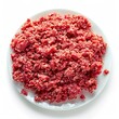 © MIN_NK - Fresh ground beef on a white plate, isolated on white background. Perfect for cooking and meal prep.