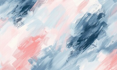  An abstract art piece featuring pastel brushstrokes in shades of pink, blue, and white, creating a soft, calming visual.