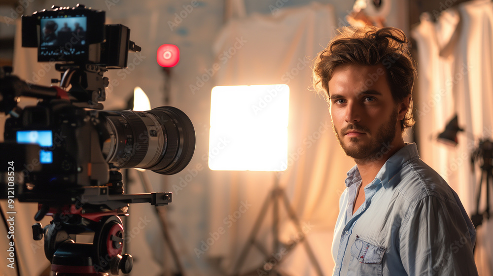 Professional Actor ready for a shoot - portrait of a handsome man a ...