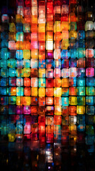 Wall Mural - Digital technology colorful square glass mosaic poster background