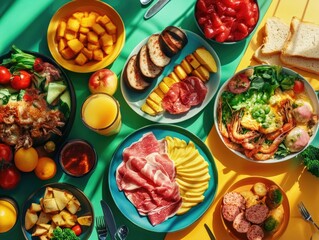 Wall Mural - Food variety on table