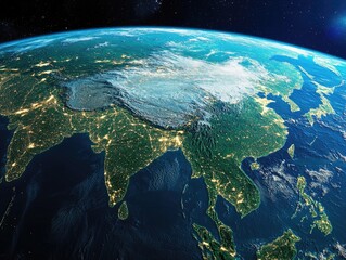 Wall Mural - Earth at Night from Space