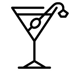 Poster - martini and preserve olive outline icon