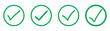 © LuckyPixels - Green check mark and red cross icon set, circle, and square. Tick symbol in green color. Hand-drawn checkmark illustration. transparent Green check mark, green circle white tick symbols