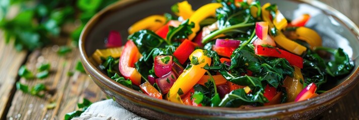 Wall Mural - Healthy Nutrition Sauteed Swiss Chard Salad with Vegetables