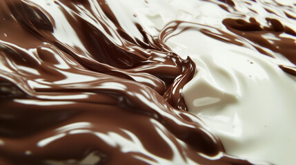 Wall Mural - Indulge in the sweet symphony of melted chocolate cascading over creamy milk.