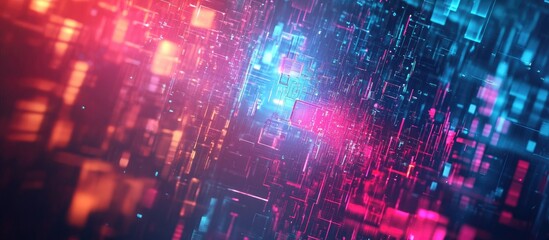 Poster - 3D Rendering of Futuristic Text with Glitch Effects and Technological Interference