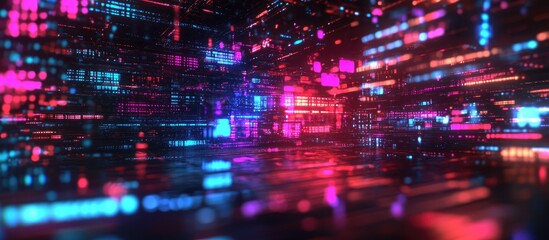 Poster - 3D rendering of AI technology text featuring dynamic screen effects and visual distortions showcasing various types of interference