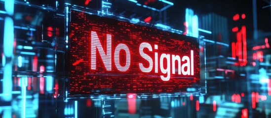 Poster - 3D rendering of a No Signal message featuring dynamic visual effects and technological glitches showcasing various types of screen interference