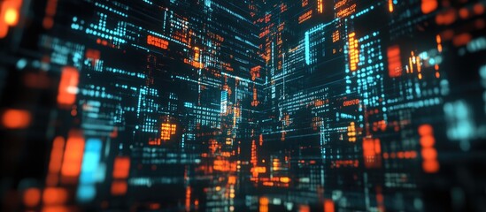 Poster - 3D Rendering of Futuristic Text with Glitch Effects and Technological Interference