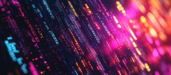 Poster - 3D Rendering of Futuristic Text with Technological Glitch Effects and Interference Patterns