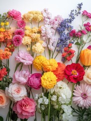 Wall Mural - Colored Flowers on White Surface