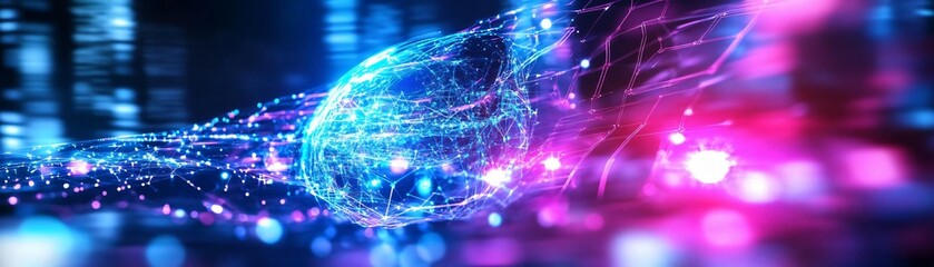 Poster - Vibrant abstract lights showcasing a dynamic blend of colors and shapes, representing technology and innovation in a digital world.