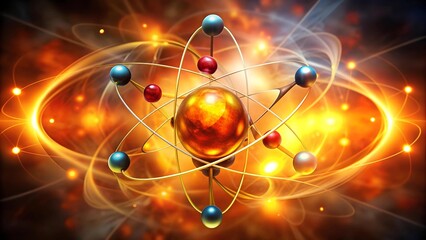 Wall Mural - Atomic Inferno: The Nucleus as a Blazing Core  AI Generated