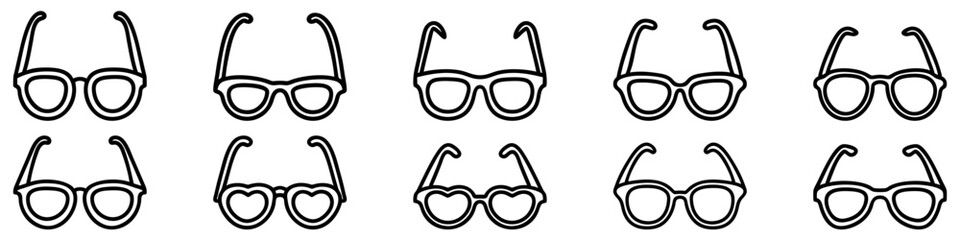 Wall Mural - glasses icons set. black glasses icon in flat design. glasses symbol isolated. vector illustration