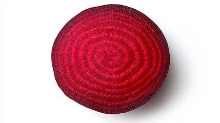 Wall Mural - Fresh beetroot halved, showcasing its deep purple-red flesh and concentric ring pattern. The earthy texture vividly isolated on a white background