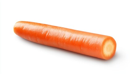 Wall Mural - Fresh carrot split lengthwise, showcasing the bright orange core and smooth outer skin. Isolated on a crisp white background