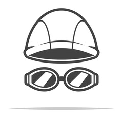 Poster - Swimming cap and goggles outline icon transparent vector isolated